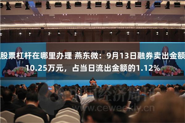 股票杠杆在哪里办理 燕东微：9月13日融券卖出金额10.25万元，占当日流出金额的1.12%