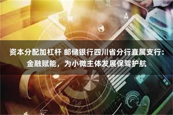 资本分配加杠杆 邮储银行四川省分行直属支行：金融赋能，为小微主体发展保驾护航